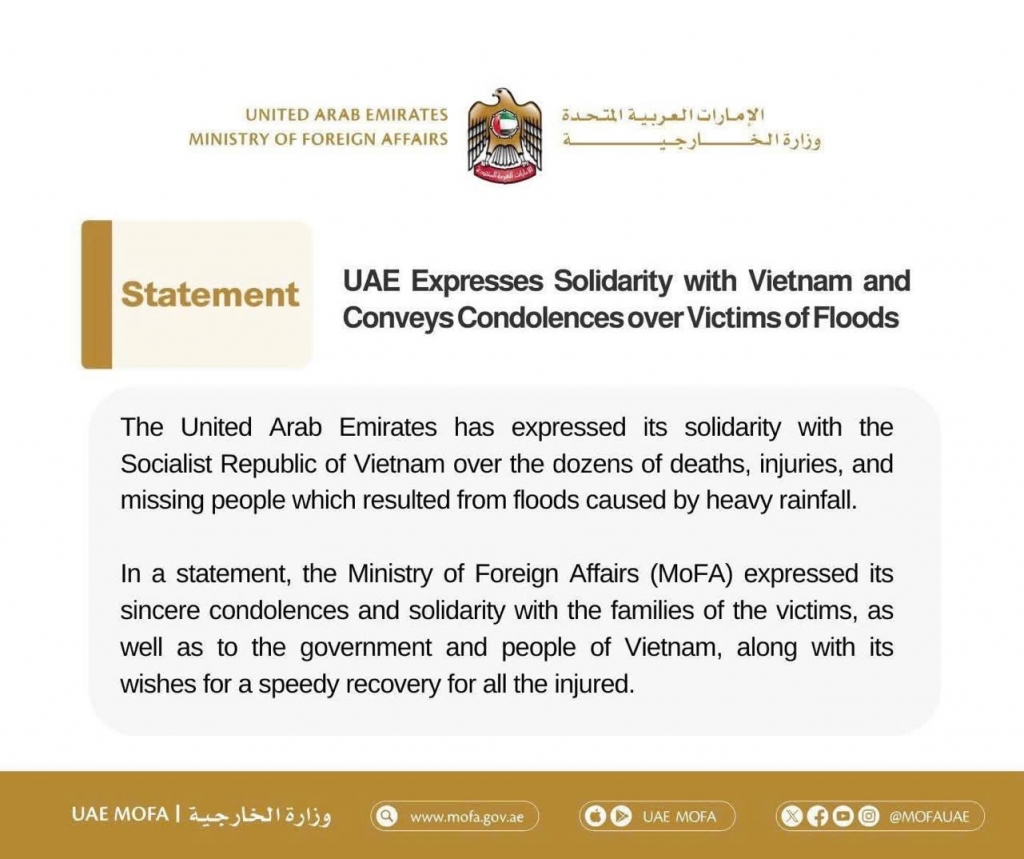 UAE ចែករំលែកនៅក្នុងការខូចខាតដែលបណ្តាលមកពីទឹកជំនន់នៅប្រទេសវៀតណាម