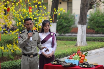 និស្សិតកម្ពុជាចូលរួមអបអរសាទរពិធីបុណ្យចូលឆ្នាំថ្មីប្រពៃណីវៀតណាមនៅសាកលវិទ្យាល័យសន្តិសុខប្រជាជន