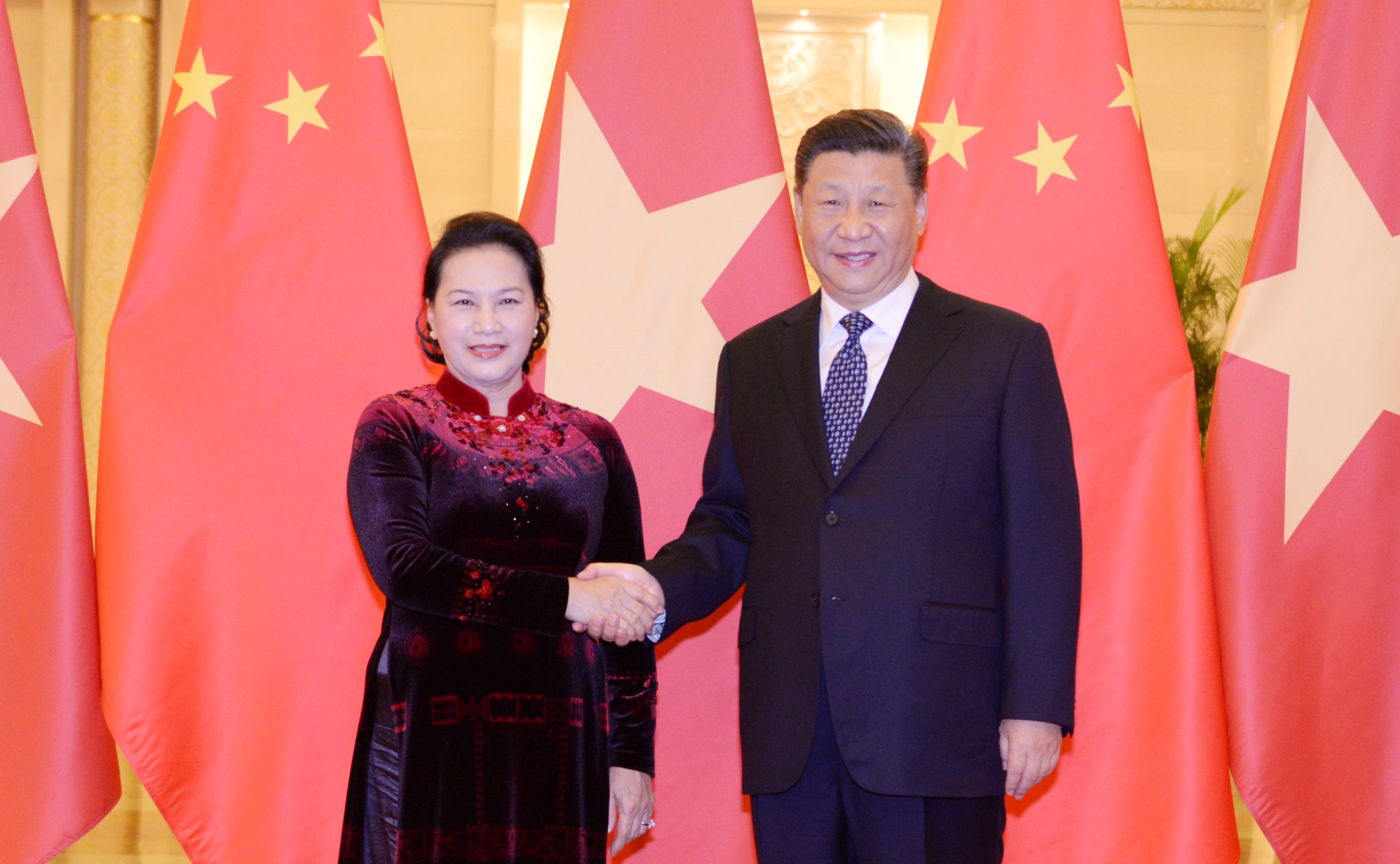 ប្រធានរដ្ឋសភាវៀតណាម លោកស្រី Nguyen Thi Kim Ngan ជួបសម្តែងការគួរសមអគ្គលេខាបក្ស ប្រធានរដ្ឋចិនលោក  Xi Jinping
