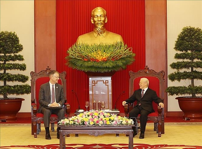 អគ្គលេខាបក្ស លោក Nguyen Phu Trong ទទួលជួបឯកអគ្គរដ្ឋទូតអាមេរិកប្រចាំនៅវៀតណាមដែលមកជម្រាបលាបញ្ចប់អាណត្តិបេសកកម្មការទូត