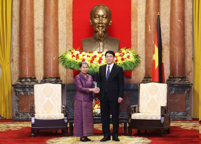 លោកប្រធានរដ្ឋវៀតណាម Luong Cuong ទទួលជួបគណៈប្រតិភូជាន់ខ្ពស់កម្ពុជា