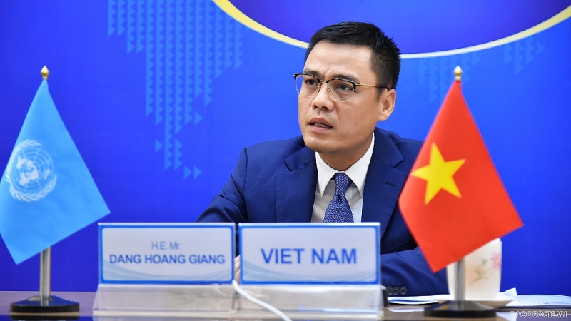 អនុរដ្ឋមន្រ្តីក្រសួងការបរទេសវៀតណាមលោក Dang Hoang Giang ចូលរួមសម័យប្រជុំ។ (រូបថត៖ baoquocte)