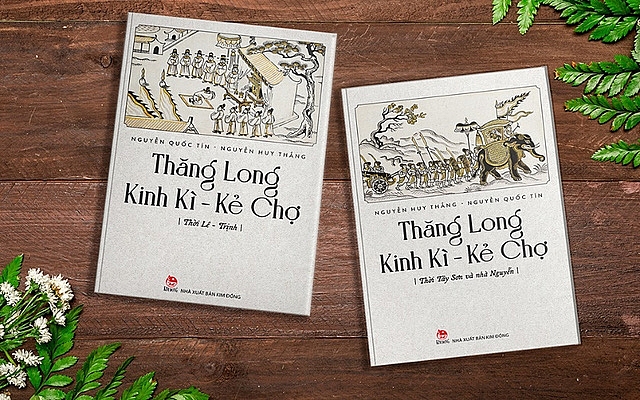 ស៊េរីសៀវភៅ “ Thang Long Kinh Ki - Ke Cho” (បោះពុម្ពផ្សាយគីមដុង) របស់លោក Nguyen Huy Thang - Nguyen Quoc Tin ត្រូវបានជ្រើសតាំងសម្រាប់ពានរង្វាន់ ដើម្បីសេចក្តីស្រឡាញ់ទីក្រុងហាណូយ (រូបថត៖ hanoimoi)
